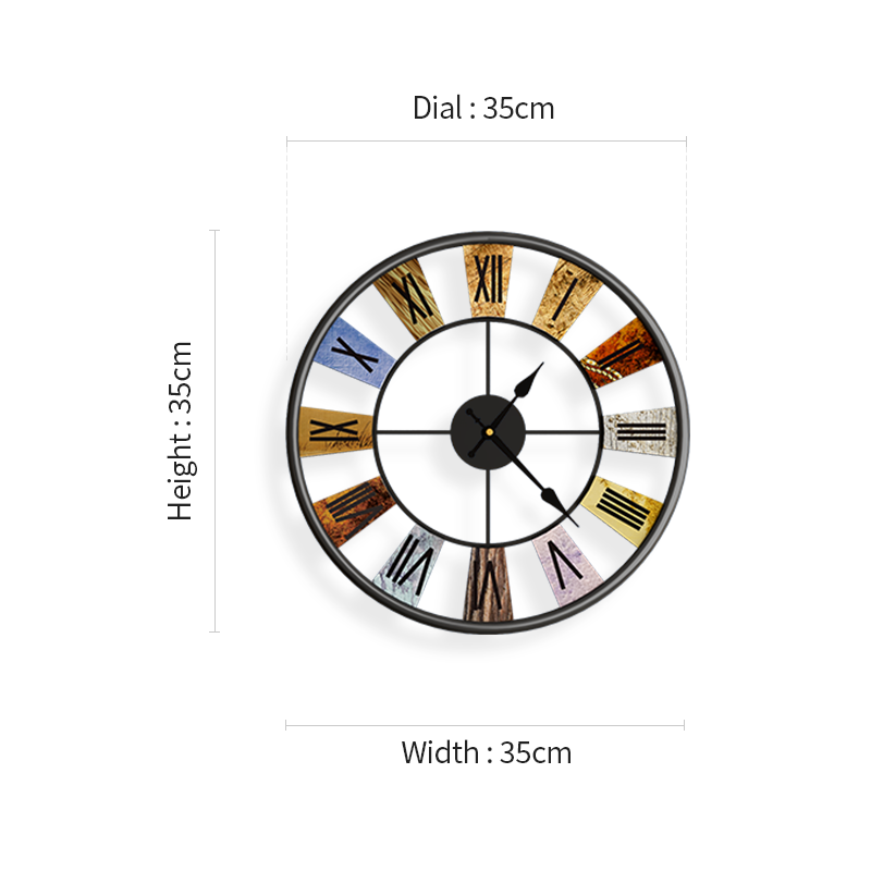 Meisd-ヴィンテージの金属製壁時計,中35cm,レトロな丸い装飾,錬鉄製,在庫あり,送料無料