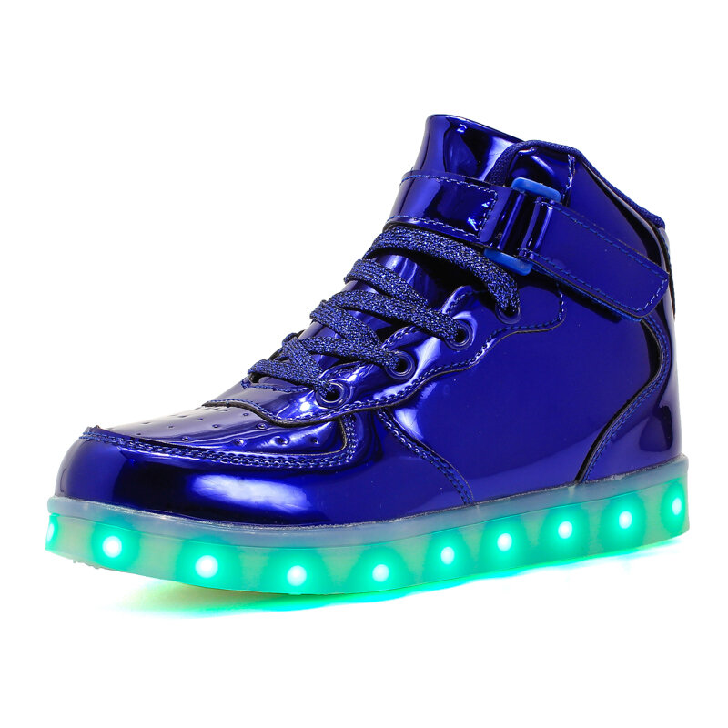 10 led usb充電グローイングスニーカー子供フックループファッション発光ガールズボーイズ男性女性スケート靴25-46