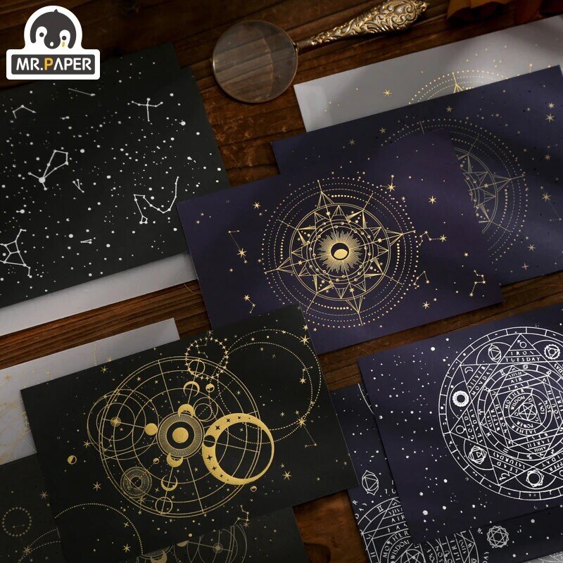 Mr envelopes de papel 3 com 4 designs, galaxy universo série, envelopes com letra de bronze, conta de mão, material de decoração diy