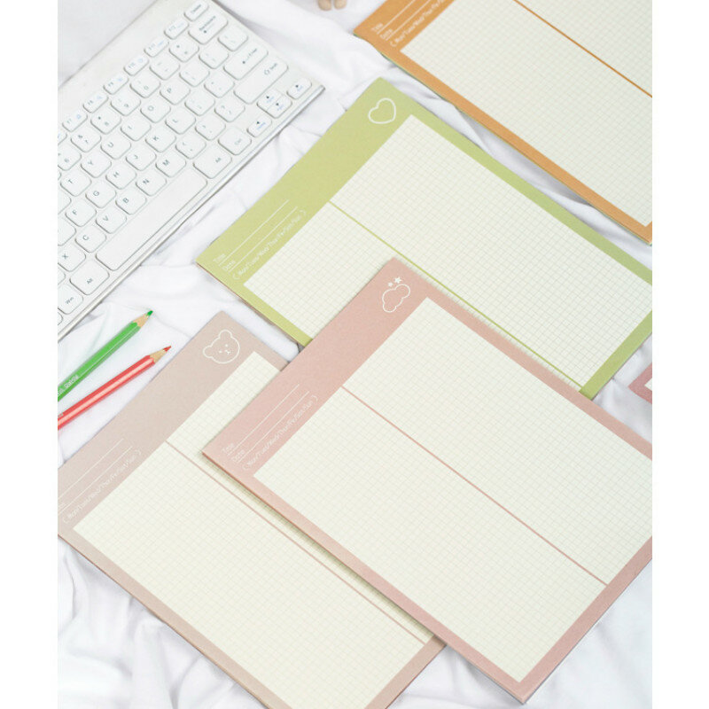 Memorando portátil criativo todas as páginas coloridas 30 folhas grade papel nota almofada 182mm * 257mm
