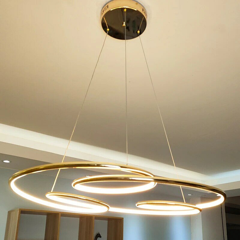 Or chrome placage moderne led lustre éclairage pendentif lustre dans le salon chambre cuisine maison suspendus lumières