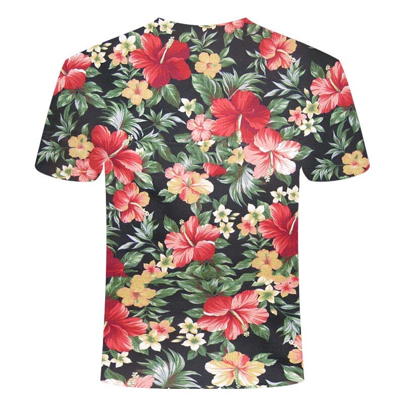 Camiseta con estampado 3D de flores rosas para hombre, camisa informal de manga corta, cómoda, de verano, 2021