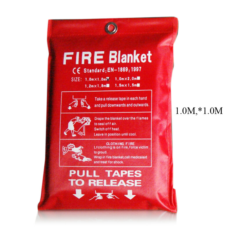 1M X 1M ไฟผ้าห่มไฟเบอร์กลาส Fire Flame Retardant Emergency Survival ไฟสีขาว Shelter ความปลอดภัยไฟฉุกเฉินผ้าห่ม