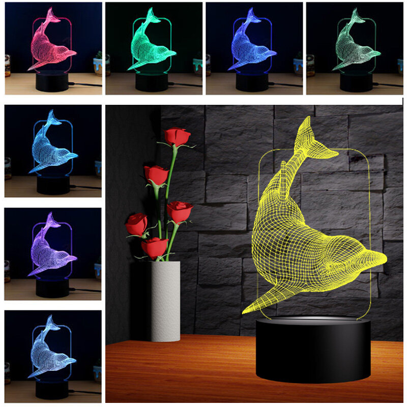 Acrylic 3D LED Đèn Bàn Đêm Chân Đế Đèn LED 7 Màu-Điều Chỉnh ABS USB Điều Khiển Từ Xa Chiếu Sáng Phụ Kiện sỉ Số Lượng Lớn