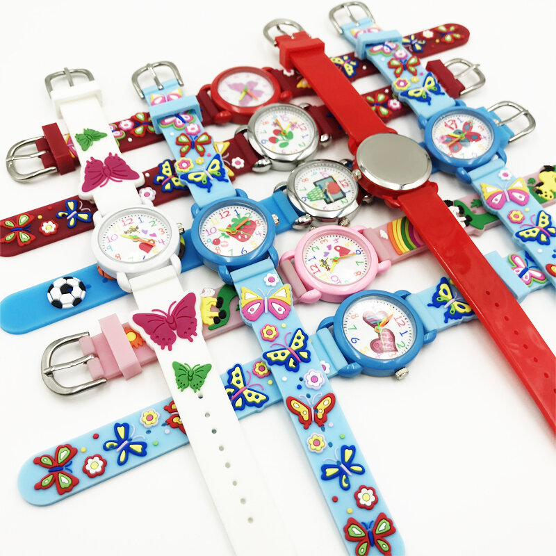 Relojes de cuarzo con dibujos animados en 3D para niños y niñas, pulsera de silicona, bonitos, regalos