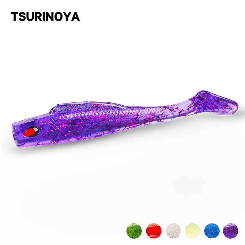 Tsurinoya t-tail isca de pesca ts1705, isca de pesca macia 8cm 4.8g 5 peças, material de alta qualidade, isca de pesca artificial