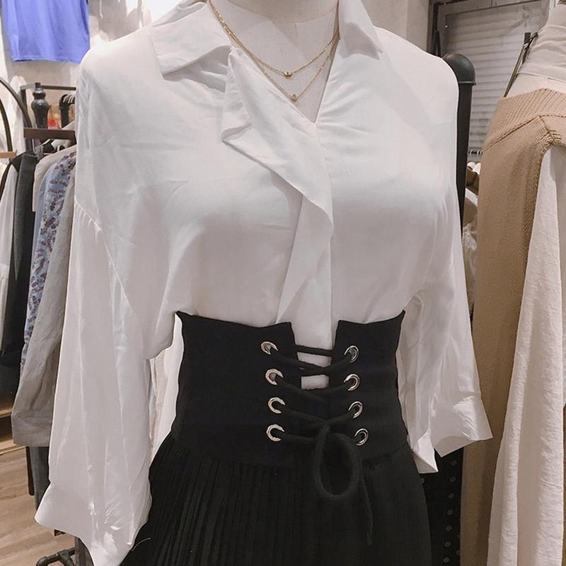 Cós feminino gótico escuro rendas até feminino cintura escultura camisa espartilho vestido cinto cinta ajustável decorado ampla g6z1