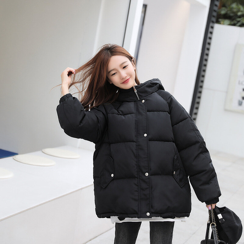 ผู้หญิงสไตล์เกาหลีสไตล์หลวมลงเสื้อฝ้าย2021ใหม่ฤดูหนาวผู้หญิงสั้น-สั้นลงเสื้อ