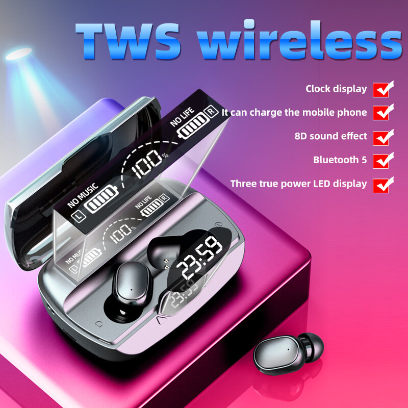 Auriculares inalámbricos G6 TWS con Bluetooth, Auriculares deportivos impermeables con estuche de carga para Huawei Xionmi, todos los teléfonos inteligentes