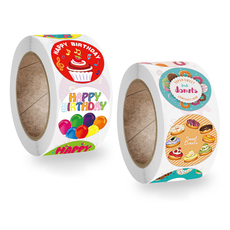 Pegatinas de feliz cumpleaños para niños, etiquetas para tarjetas de felicitación, 500 Uds., 2,5 cm