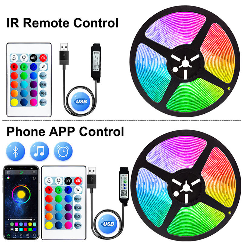 RGB Bluetooth USB LED Streifen Licht SMD5050 RGB Lichter Flexible LED Lampe Band Band RGB TV Desktop Bildschirm Hintergrundbeleuchtung Diode