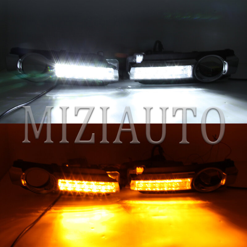 Faros LED DRL para coche, luces antiniebla con marco de rejilla, para Mitsubishi Pajero Montero 2015-2020, montero v93 v95 2015-2018 v98 v8