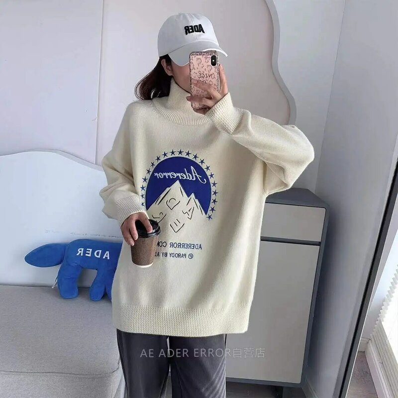 ADER ERROR fall/winter high quality 1:1 loose embroidered iceberg snow mountain knitted top oversize pullover couple Unisex