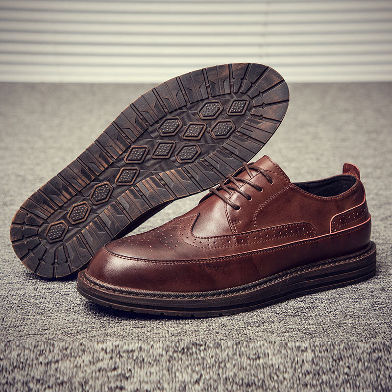 Zapatos informales Retro para hombre, zapatillas planas de cuero transpirables, calzado vulcanizado para exteriores de alta calidad, N10-81
