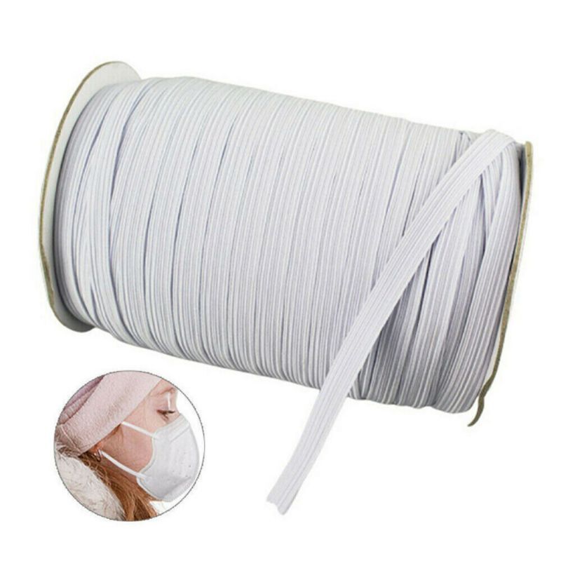 O  200 Yards Length DIY Flat Braided Elastic Band Cord Knit Band Sewing 1/8 1/6 1/4in  3mm/5mm/6mm Width Mask Accessories