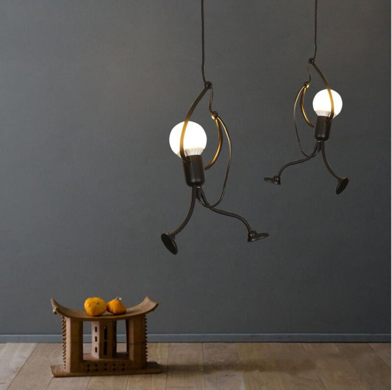 Little Man Pendant Lights For Children Room Climb Pendant Lamps For Bedroom Restaurant  Hanging Lamp lustre suspension Decor