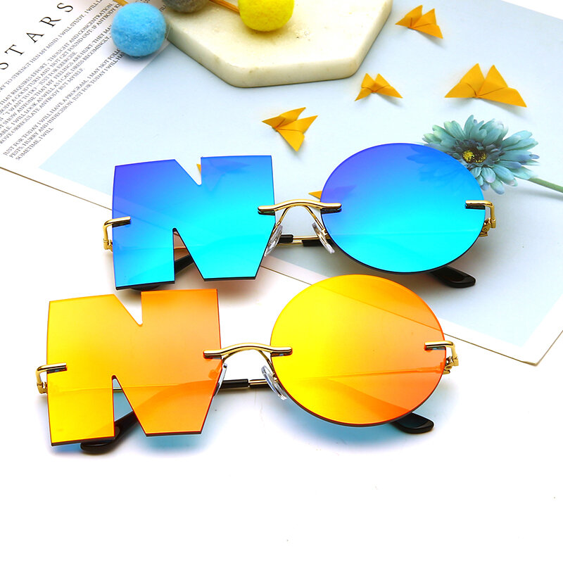 Gafas de sol sin letras para mujer, lentes de sol de marca de lujo, de diseñador, de Metal, tendencia, UV400