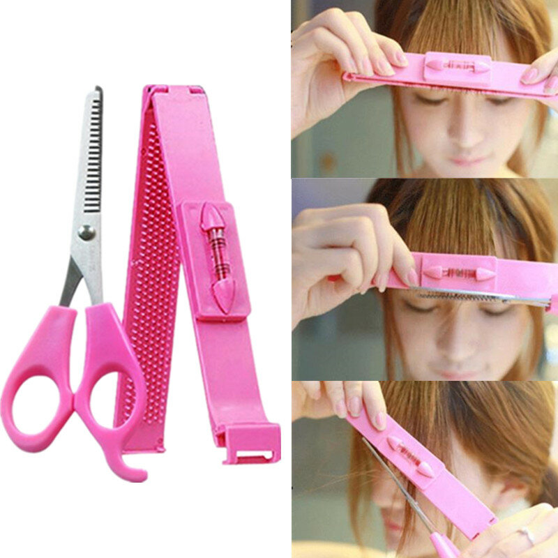 DIY różowy artefakt style poziome zęby profesjonalne ścinanie włosów przewodnik narzędzia Bangs warstwy Clipper przycinanie kobiety dziewczęta