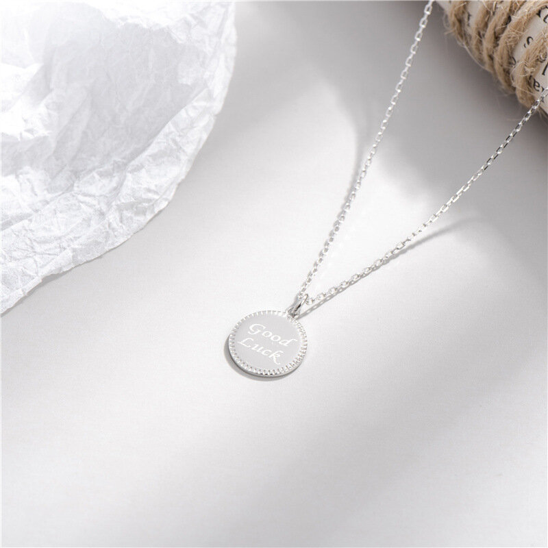 Sodrov 925 Sterling Silver Necklace Pendant For Women Lucky Luck Lettering Necklace High Quality Silver 925 Jewelry Pendant