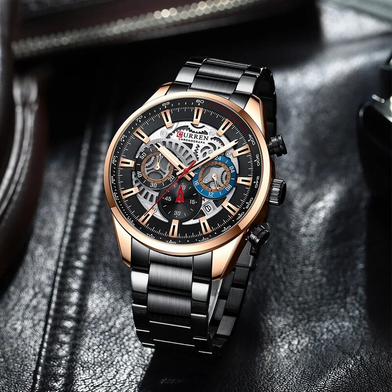 2021 Curren New Fashion Heren Horloges Met Rvs Top Merk Luxe Sport Chronograaf Quartz Horloge Mannen Relogio Masculino