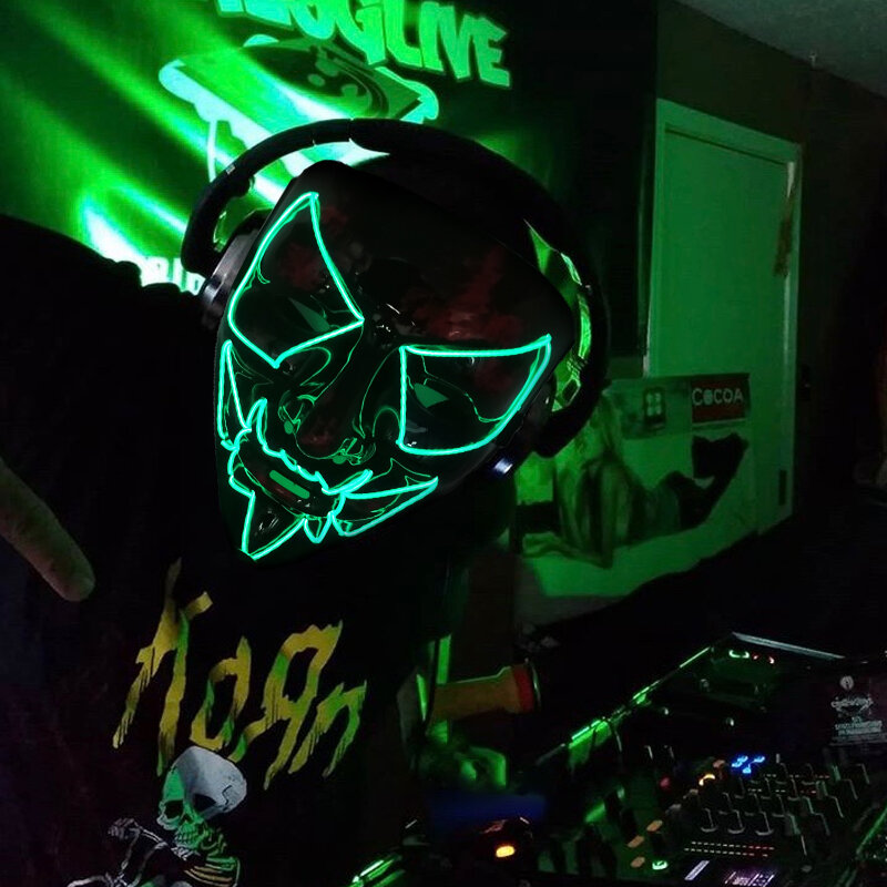 Led Licht Up Maske Scary Halloween Maske Wahl Mascara Kostüm Cosplay DJ Party Purge Masken für Halloween Festival Bar Partei