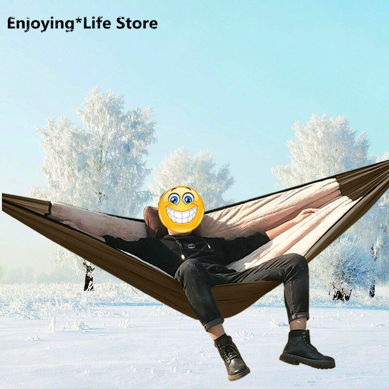 Invierno bolsa de dormir hamaca algodón multifuncional a prueba de viento cálido doble acampar al aire libre hamaca