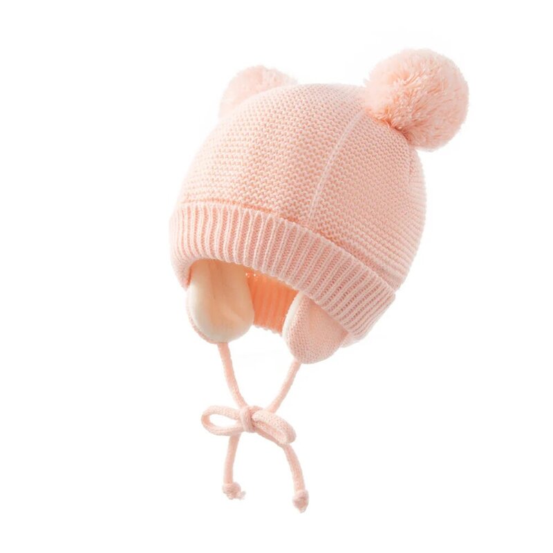 2021ใหม่หมวกถุงมือชุดสำหรับเด็กผู้หญิง Double Ball ฤดูหนาวที่อบอุ่นถักหมวก Warm อบอุ่นน่ารักถุงมือ2Pcs น...