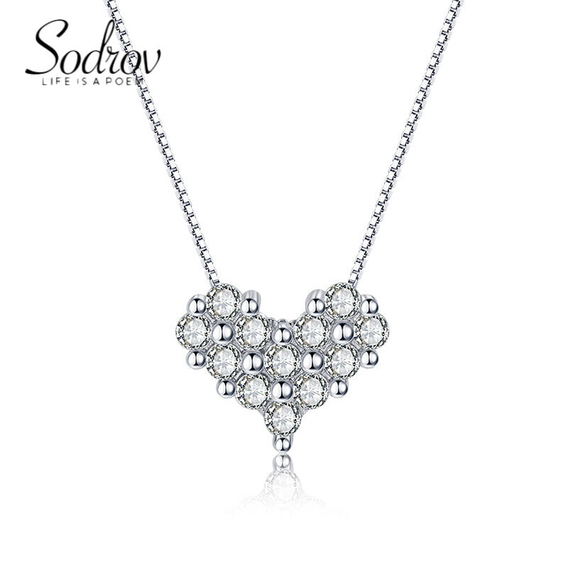 SODROV Romantic Love Heart Shape Pendant Necklace for Women Sterling Silver Jewelry Necklace