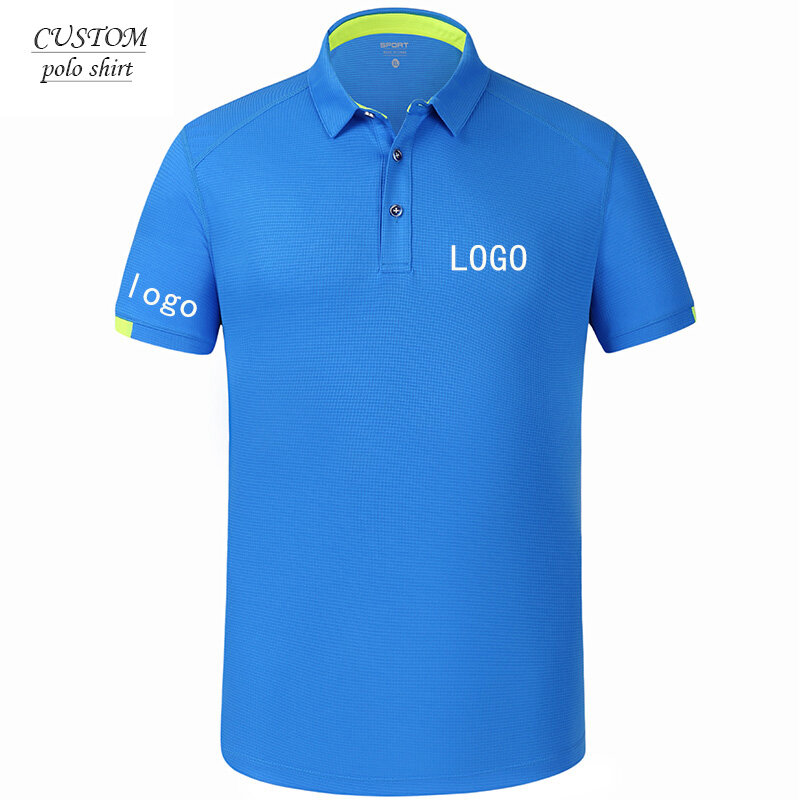 Custom embroidery design your own polo shirt logo-company work uniform printing text or diy photos