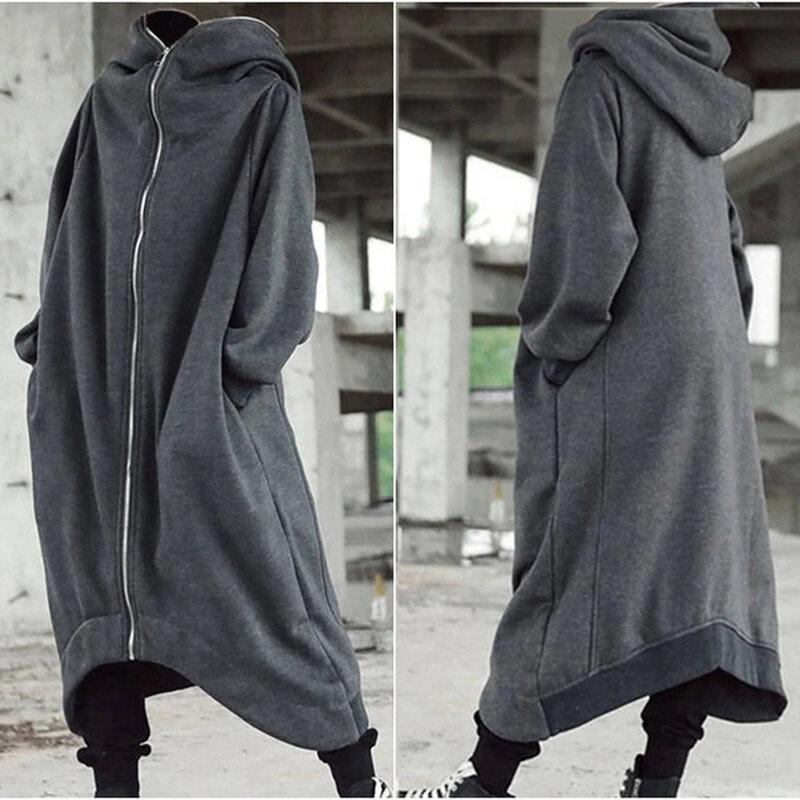 Unisex Long Sleeve Hooded Nazgul Long Coat Zipper Closure Fleece Lined Long Hoodie NYZ Shop