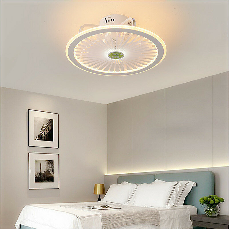Plafonnier avec ventilateur intégré intégré intégré avec télécommande, contrôlable par application mobile, luminaire décoratif de plafond, idéal pour une chambre à coucher, 50cm