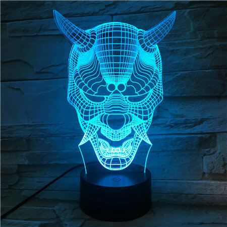 Ox Horn Monster Shape 3D Nightlight Usb Touch Base lampada da tavolo 7 colori cambia per Baby Bedroom Sleeping Lighting Home Decor