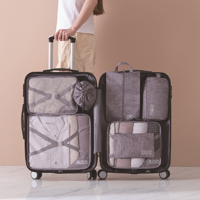 뜨거운 판매 7 개/대 여행 가방 메쉬 저장 가방 메쉬 가방 스토리지 가방 큐브 여행 가방