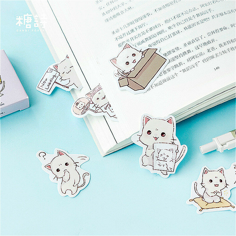 Fita adesiva de gato branco e bonito, adesivo de cor básica para washi, fita de papelaria decorativa faça você mesmo, fitas de papelaria, 1 pacote