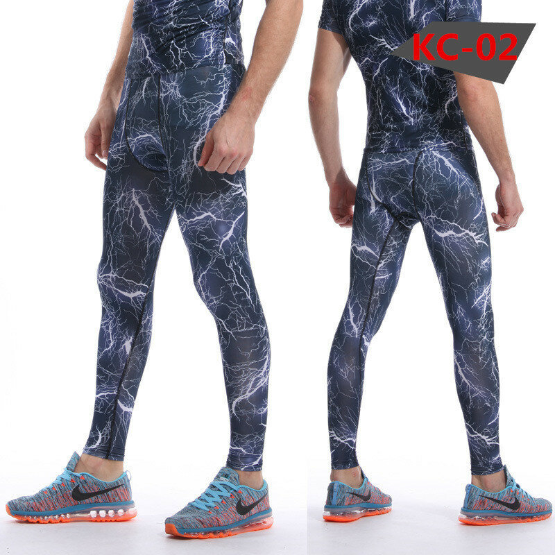 Calça de compressão camuflada para homens, calça leggings de compressão camuflada para corrida masculina, calça de moletom fitness de marca