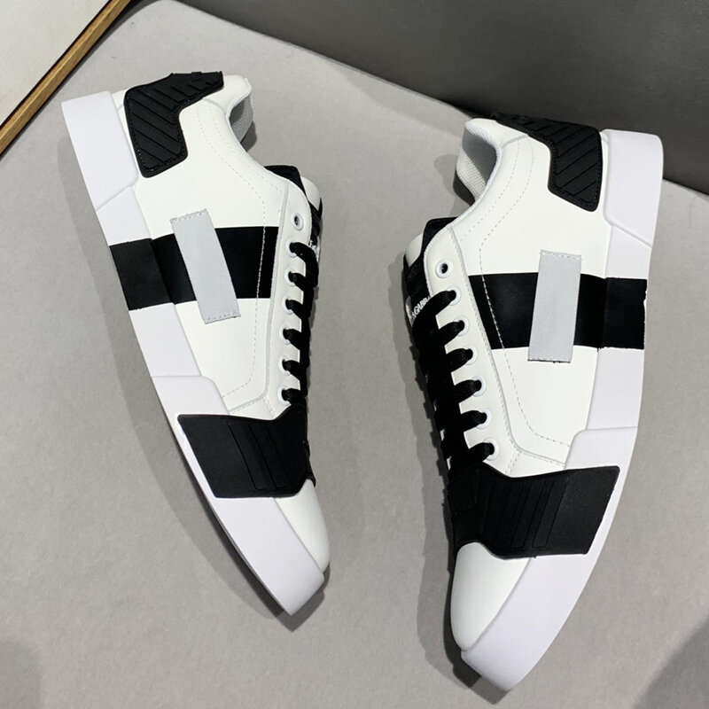 European station 2021 spring and summer new leather white shoes for men and women with the same style low-top casual shoes men 3