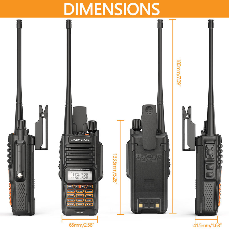 1 pces baofeng UV-9R plus 10w 4800mah banda dupla 136-174/400-520mhz ip68 à prova dip68 água rádio presunto BF-UV9R walkie talkie 10km faixa