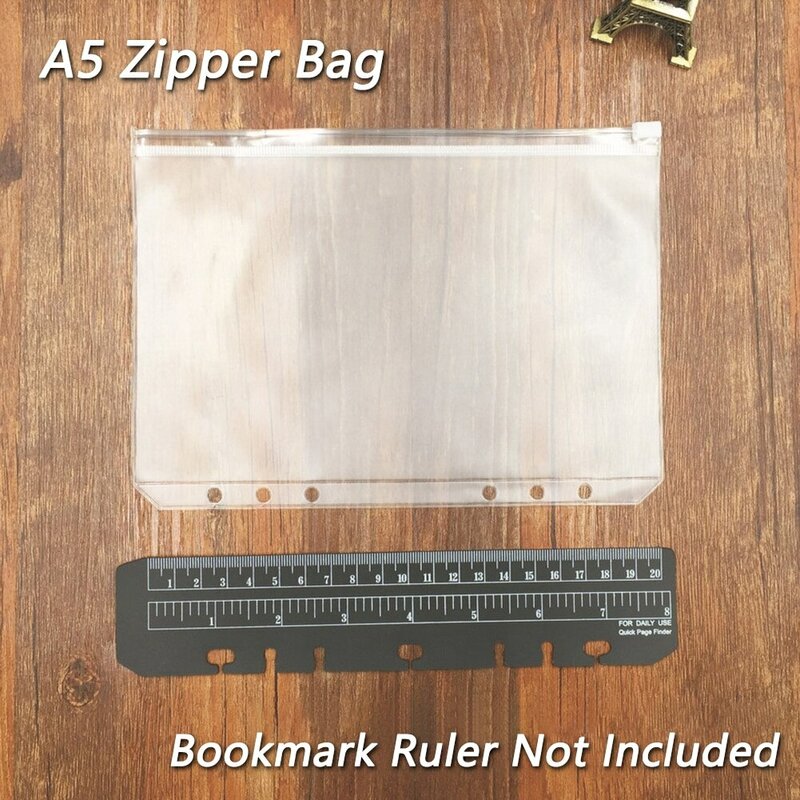 12pçs bolsos encadernador a5 a6 a7, pastas com zíper para caderno de 6 anéis, sacos transparentes de arquivo, organizador de arquivo