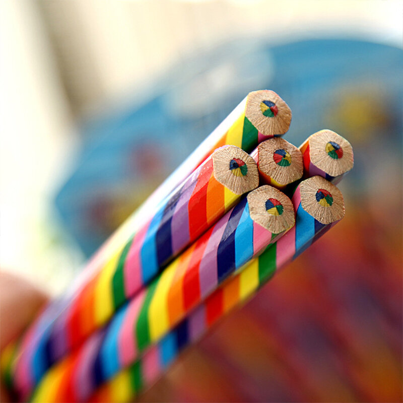 4 unidades/pacote kawaii 4 cor concêntrico arco-íris lápis lápis lápis colorido conjunto arte escola suprimentos para pintura graffiti desenho trabalho