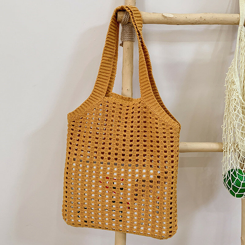 DikizFly-Bolso de verano ligero para mujer, bolsa de diseñador de moda, ahuecada, de playa, de viaje, hecho a mano