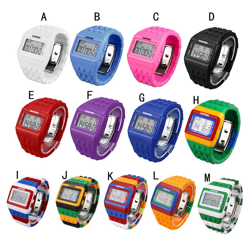 Novo design de relógio de pulso digital de led, relógio esportivo eletrônico colorido unissex para crianças, meninos e meninas, presente, q, dropshipping