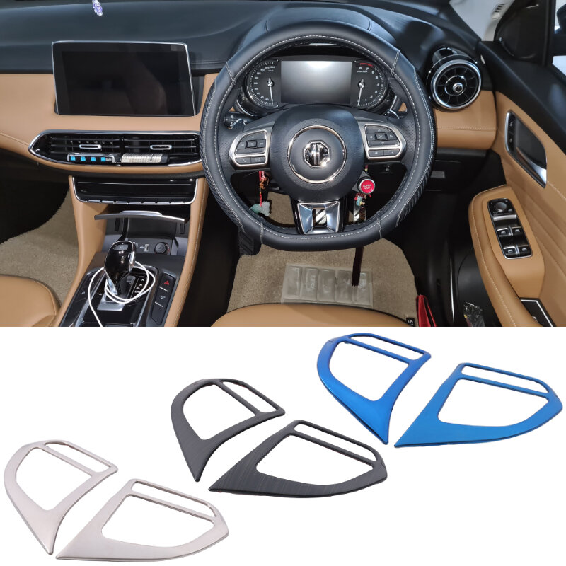 Pegatina de acero inoxidable para Botón de volante de coche MG HS, 2 piezas, emblema de automóvil, calcomanía de estilo, decoración Interior de automóvil