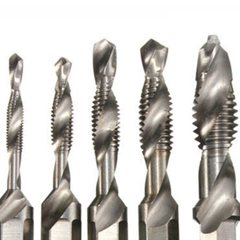 6 Pieces M3-M10 1/4 Inches Thread Tap Drill Bit Metalworking Tools Set Hex Shank HSS Metric Screw Drill Bits