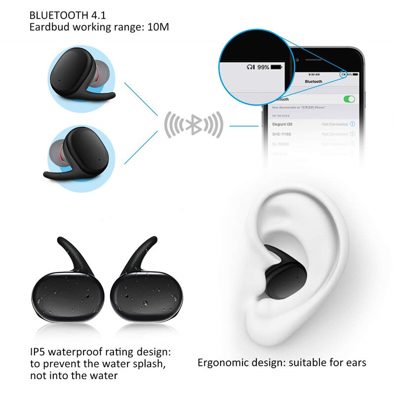 Y30 TWS หูฟังไร้สาย5.0หูฟังตัดเสียงรบกวนชุดหูฟังสเตอริโอเสียงเพลงในหูหูฟังสำหรับ Android IOS สมาร์ทโท...