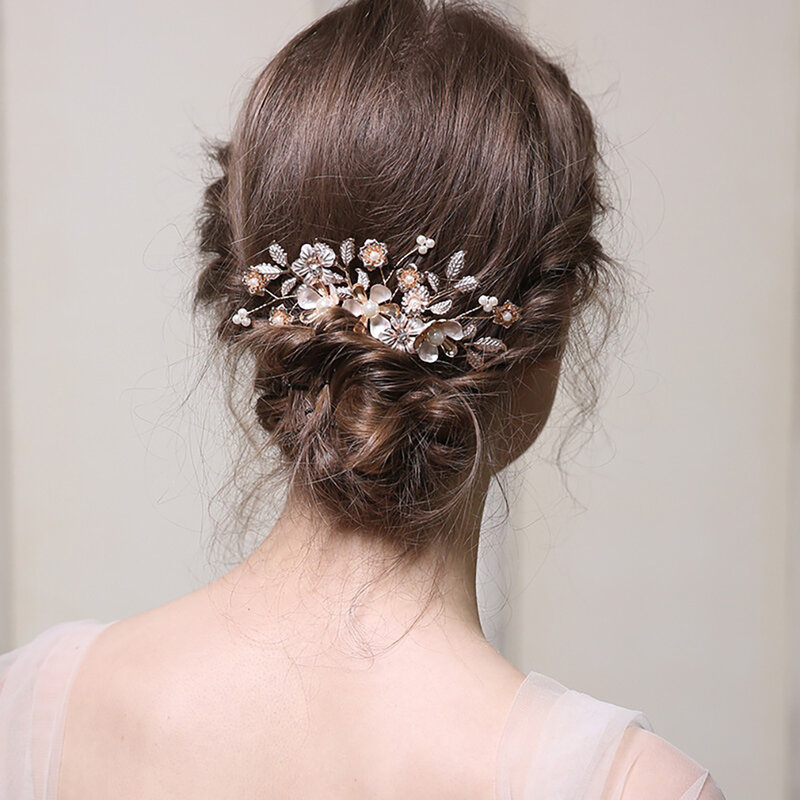 Molanes perlas de cristal para boda, peines para el cabello, accesorios para el cabello para novia, tocado de flores, adornos para el cabello, joyería elegante