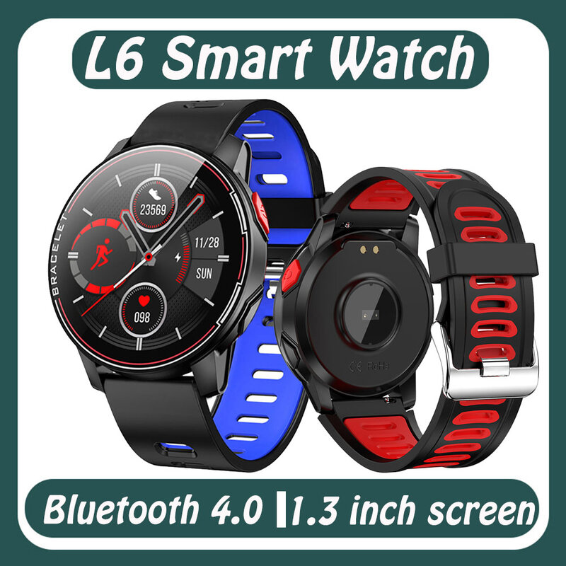 Reloj Inteligente L6 para hombre y mujer, accesorio de pulsera resistente al agua IP68 con Bluetooth, control del ritmo cardíaco y seguimiento de actividad deportiva