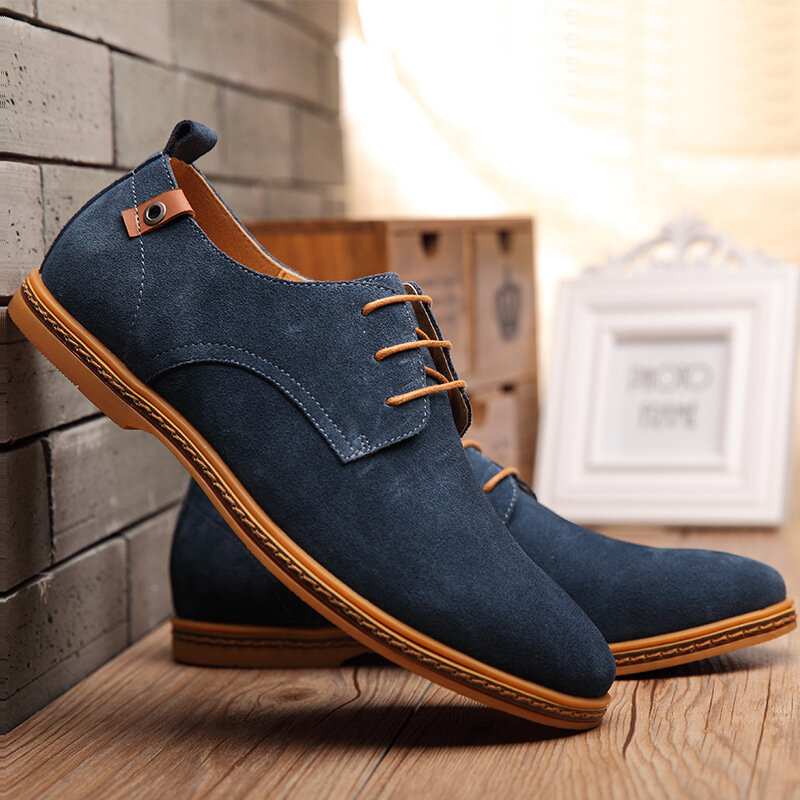 Мужская повседневная обувь, дышащая, синяя, в деловом стиле, черного цвета