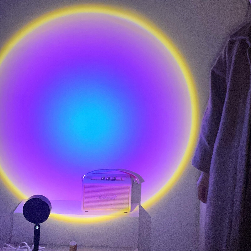 2021 USB 버튼 레인보우 선셋 프로젝터 분위기 Led 야간 조명 홈 커피 숍 배경 벽 장식 다채로운 램프