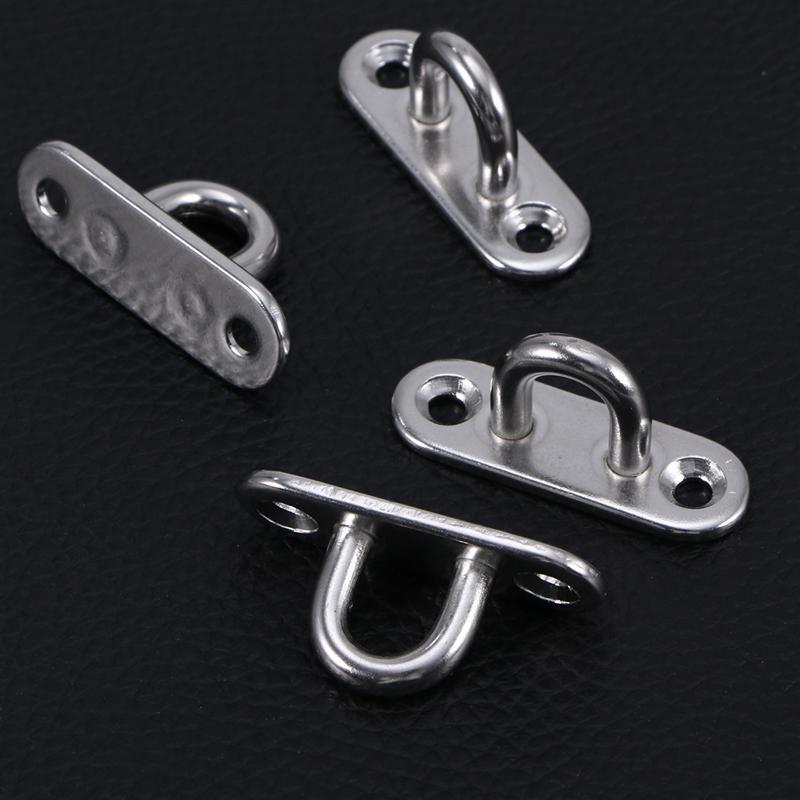 Stainless Steel Oblong Pad Eye Plate Staple Ring Hook Loop U-Shaped Design Screws Mount Hook Hanger home accessories