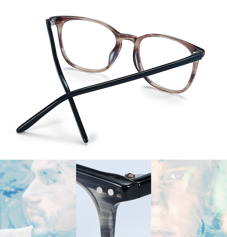 Bluemoky óculos de prescrição de acetato, óculos de grau para homens de miopia hipermetropia ótica progressiva, óculos fotocrômicos de luz azul